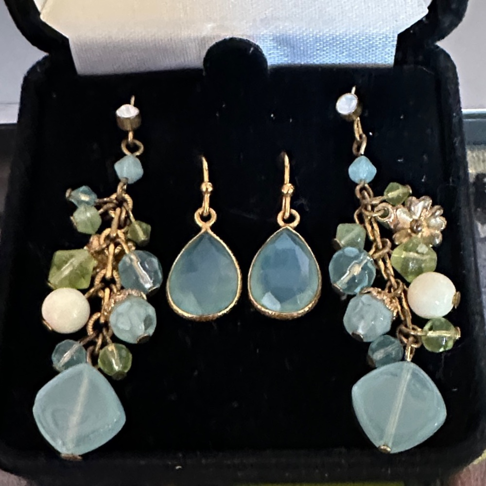 Elegant Gold and Blue Dangle Earrings